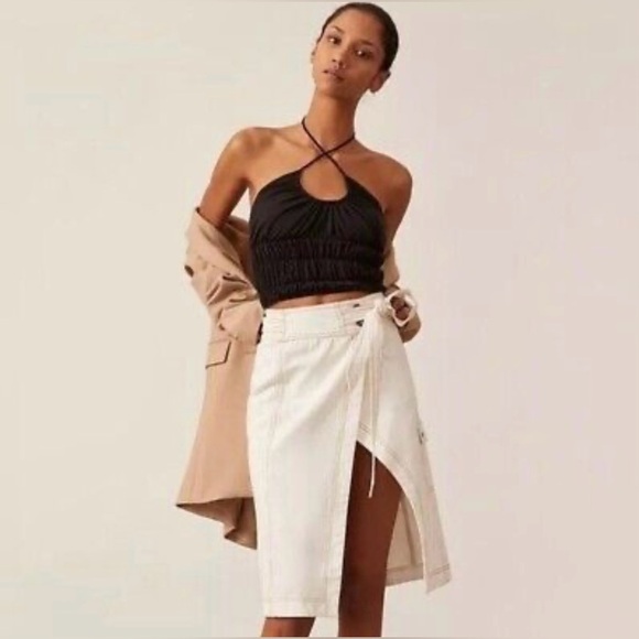 NWT Pilcro Anthropologie Utility Wrap Skirt 100% Cotton Size 14 - Picture 1 of 4